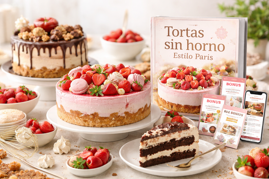 +150 Recetas de Tortas Sin Horno para Emprender +15 Bonos de Regalo